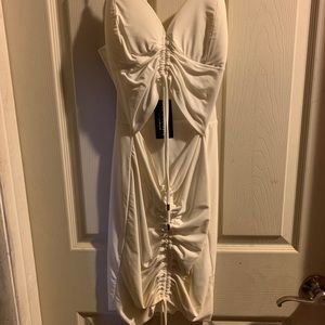 Mid cut out white fashion nova dress